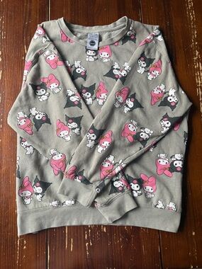 Sanrio Taupe Crewneck Sweatshirt with Pink My Melody & Black Kuromi Print
